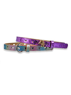 Girls' 2-Pack Hearts Skinny Belts in Purple/multi