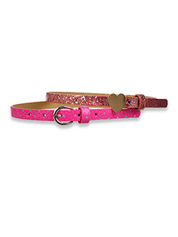 2-Pack Hearts and Unicorns Skinny Belts in Pink