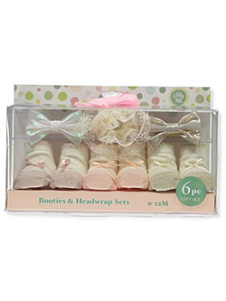 6-Piece Booties And Headwrap Set by Little Me in White/multi