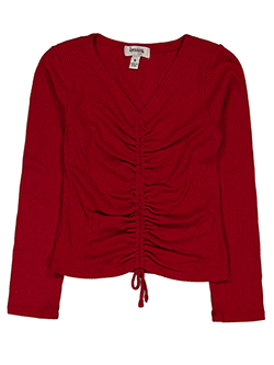 Girls' Ribbed Ruched Long-Sleeve Top