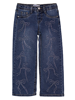 Blue Spice Girls' Wide-Leg Rhinestone Bow Jeans