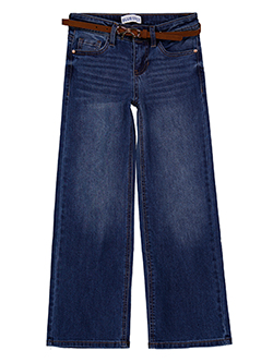 Girls' Classic Wide-Leg Jeans with Belt