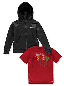 Boys' 2-Piece T-Shirt and Hoodie Set by Hind in Black/red, Boys Fashion