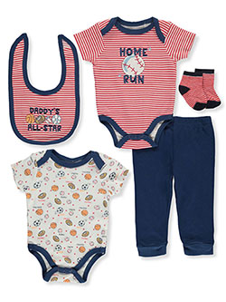 5-Piece Baseball All-Star Layette Set by Quiltex in Red/multi