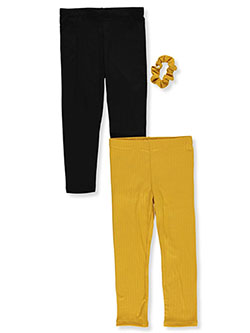 Girls' 2-Pack Leggings With Scrunchie by One Step Up in Gold/black - $16.00