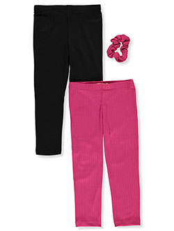 Girls' 2-Pack Leggings With Scrunchie by One Step Up in Pink/black - $16.00