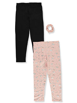 2-Pack Leggings With Scrunchie by Love Republic in Pink/black