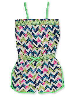 Floral Chevron Off-The-Shoulder Romper by Ponytails in green/multi and pink/multi