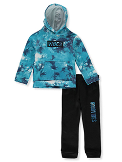 Boys' 2-Piece Vibes Joggers Set Outfit by Hawk in Aqua