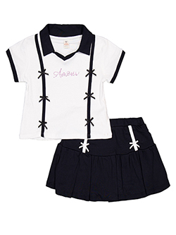 Sweet Butterfly Girls' Rhinestone Amour Top and Pleated Skort Set