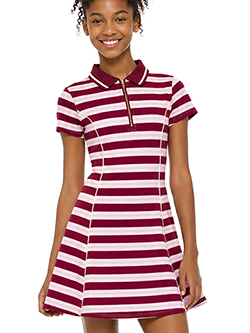 Sweet Butterfly Girls' Striped Short-Sleeve Polo Dress