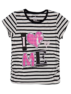 Star Ride Girls' Striped T-Shirt with Sequin Details