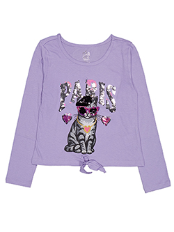 Star Ride Girls' Flip Sequin Kitty Top