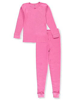 Girls' 2-Piece Thermal Long Underwear by Tato in hot pink, light gray, light pink and natural