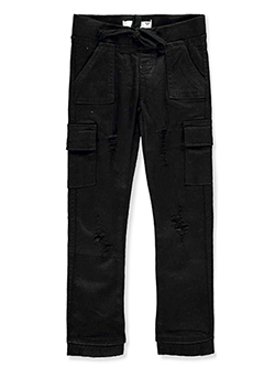Girls' Twill Cargo Pants by Teen Gs in black, blue, fuchsia and khaki