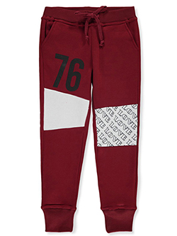 Girls' 76 Love Joggers by Joyce Concept in burgundy, light gray heather and navy, Girls Fashion