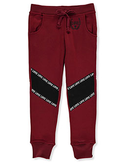 Girls' Love Taping Joggers by Joyce Concept in black, burgundy, light gray heather and mustard - $9.99
