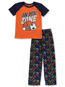 Boys' In My Zone 2-Piece Pajamas by Tuff Guys in orange/multi and royal/multi
