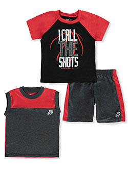 Quad Seven Boys 4-Piece Performance Mesh Basketball Short and T-Shirt Set