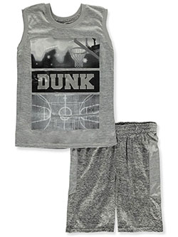 Boys' 2-Piece Dunk Shorts Set Outfit by Pro Athlete in gray and red