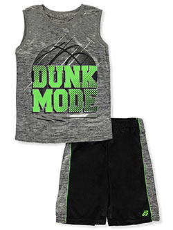 2-Piece Dunk Mode Shorts Set Outfit by Pro Athlete in gray and red