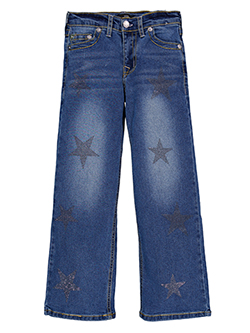 True Religion Girls' Leila Mid Rise Wide Leg Jeans
