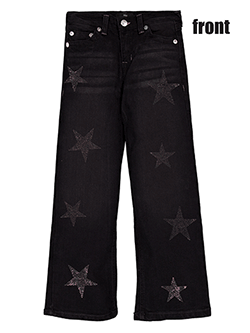 True Religion Girls' Leila Mid Rise Wide Leg Jeans