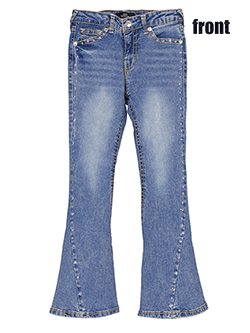 True Religion Girls' Joey High Rise Flare Jeans with Star Detail Seams