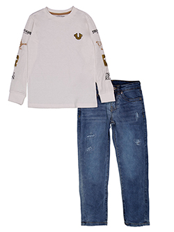 True Religion Boys' 2-Piece Long-Sleeve Shirt and Jeans Set
