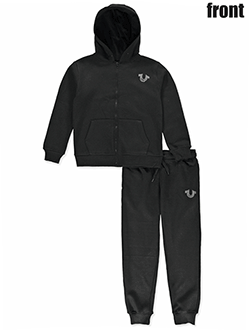 True Religion Boys' 2-Piece Rhinestone Logo Hoodie and Jogger Set