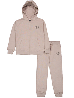 True Religion Boys' 2-Piece Rhinestone Logo Hoodie and Jogger Set
