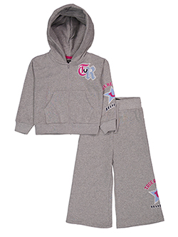 True Religion Girls' 2-Piece Patch Applique Zip Hoodie and Sweatpants Set