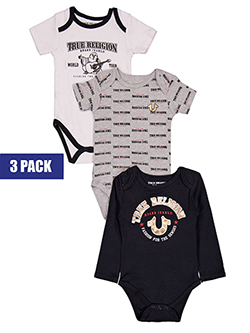 True Religion Baby Boys' 3-Pack Varsity Bodysuits
