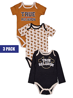 True Religion Baby Boys' 3-Pack Varsity Bodysuits