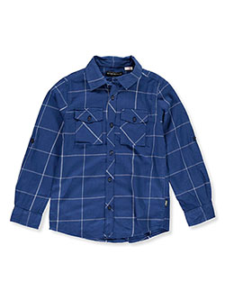 Boys' Plaid Sleep Shirt by Silver Jeans Co. in Navy