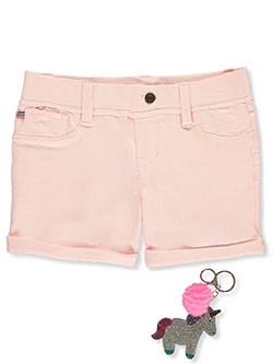 Girls' Shorts with Unicorn Keychain by Vigoss in blue and pink