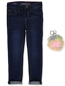 Girls' Skinny Jeans With Pom Keychain by Vigoss in Dark blue
