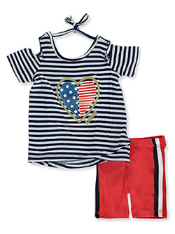 Glitter Stars and Stripes 2-Piece Shorts Set Outfit by Chillipop in White - $3.99