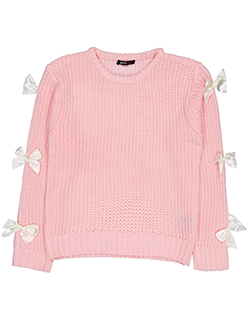 Girls Hearts Girls' Knit Sweater with Bow Sleeve Details
