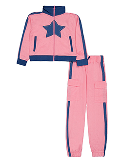 Girls Hearts Girls' Star Denim Trim Zip-Up Jacket and Cargo Pants Set