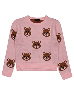 Girls Hearts Girls' Bear Face Pullover Acrylic Jacquard Sweater