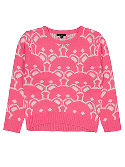 Girls Hearts Girls' Bear Head All Over Pattern Pullover Acrylic Jacquard Sweater