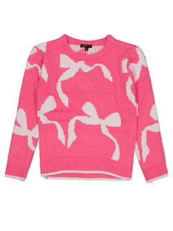 Girls Hearts Girls' Bow Pattern Acrylic Jacquard Crew Neck Sweater