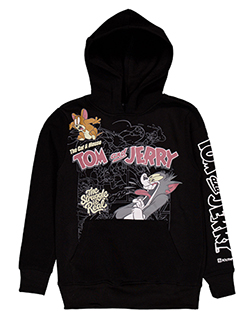 Tom and Jerry Boys' Fleece Cartoon Print Pullover Hoodie