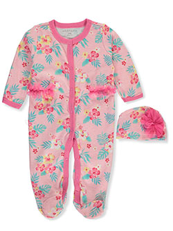 Baby Girls' Floral 2-Piece Layette Set by Wee Play in Pink