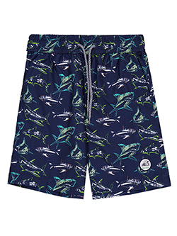 Deep Blue Boys' Fish Print Swim Shorts