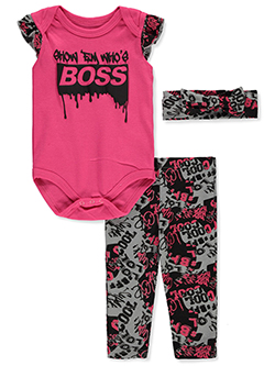 Mon Petit Baby Girls' 3-Piece Queen Leggings Set Outfit