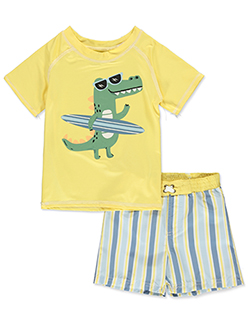Boys' Surfing Dinosaur Graphic T-Shirt and Shorts Set