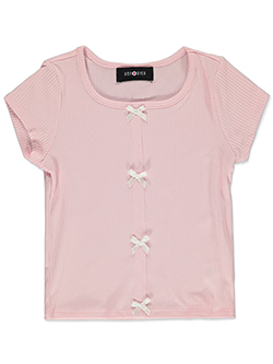 Amy Beyer Pink Ribbed Short Sleeve Top