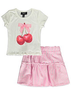 Amy Beyer Cherry Print Tee and Gingham Skirt Set